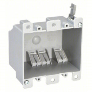 Old Work Two Gang Plastic Box, 2-3/4" Deep, with mounting ears and three swing clamps