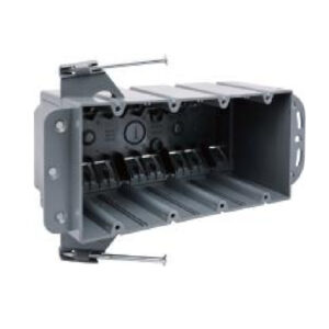 New Work Four Gang Plastic Box, 4" Deep, nail on with wire clamps