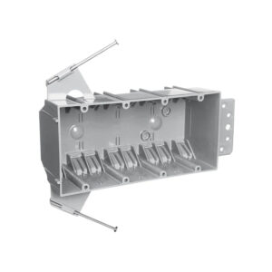 New Work Four Gang Plastic Box, 2-3/4" Deep, with captive nail mounting