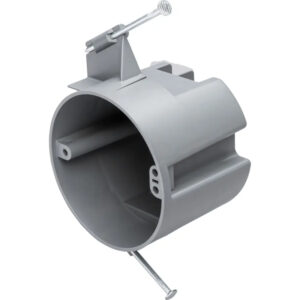 New Work Ceiling Box, Nail-on, 3" round with wire clamps