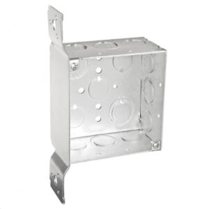 4" Square Box, 2-1/8" deep, Welded, 1/2" & 3/4"MKO with F bracket